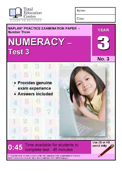 Yr 3 Numeracy Test 3