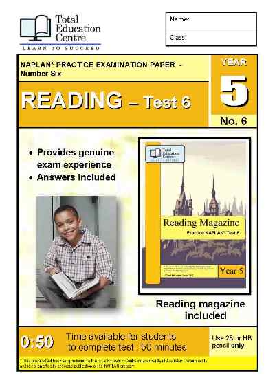 Year 5 NAPLAN Reading Test 6
