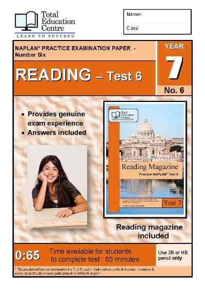 Year 7 NAPLAN Reading Test 6