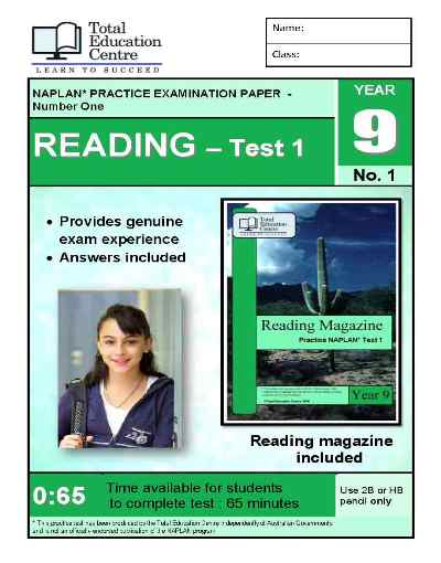 Year 9 NAPLAN Reading Test 1