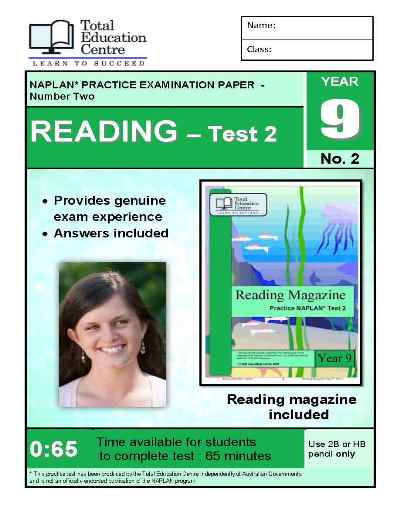 Year 9 NAPLAN Reading Test 2