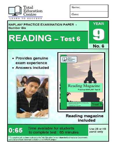 Year 9 NAPLAN Reading Test 6
