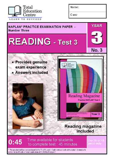 Year 3 NAPLAN Reading Test 3