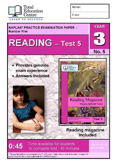 Year 3 NAPLAN Reading Test 5